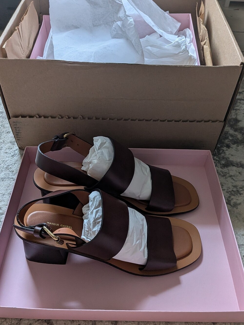 Mansur Gavriel Double Strap Heeled Sandal, New In Box - Picture 5 of 8